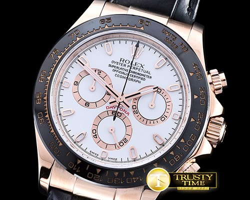 롤렉스 Daytona Ref.116515 RG/LE White Stk Noob A7750 Mod -ROLDYT0197D