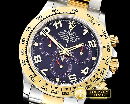 롤렉스 Daytona 116523 YG/SS Blue Num OMF A7750 Mod -ROLDYT0242E