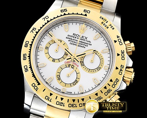 롤렉스 Daytona 116523 YG/SS White Stk OMF A7750 Mod -ROLDYT0242F