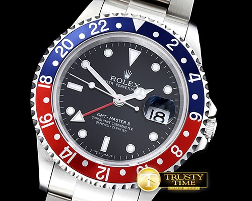 롤렉스 GMT II Ref.16710 Pepsi SS/SS Black BP Asia 3186 Mod -ROLGMT113