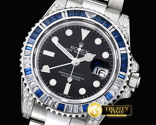 롤렉스 GMT II Blue/Wht Rubies SS/SS Blk BP A3186 Mod -ROLGMT120C