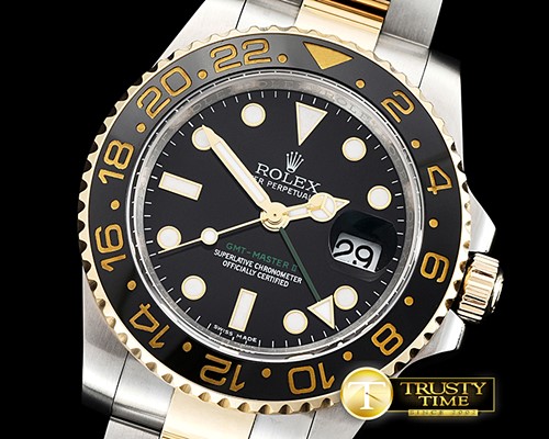 롤렉스 GMT II Cer Bez 18K Wrp YG/SS Black Noob A3186 Mod -ROLGMT123
