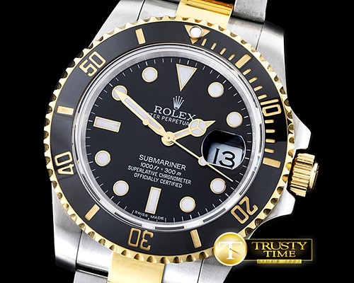 롤렉스 116613 YG/SS Blk Cer Submariner BP MY9015 Mod 3135 -ROLSUB0187D