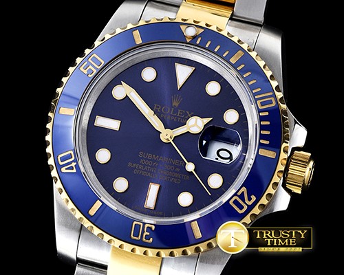 롤렉스 116613 YG/SS Blue Cer Submariner BP MY9015 Mod3135 -ROLSUB0187E