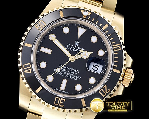 롤렉스 Submariner 116618 YG/YG Black BP Ult A3135 Mod -ROLSUB0206