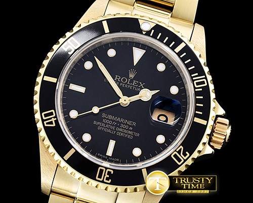 롤렉스 Submariner 16618 YG/YG Black BP Ult A3135 Mod -ROLSUB0210A