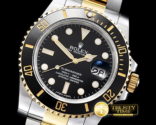 롤렉스 Submariner 116613 YG/SS Cer Bez Black JF Asia 2836 -ROLSUB0219B