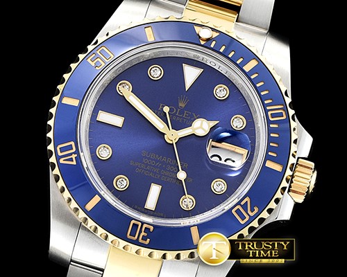 롤렉스 Submariner 116613 Cer YG/SS Blue Diam GMF Asia 3135 -ROLSUB0241D