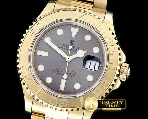 롤렉스 YachtMaster Mens YG/YG Grey BP Asia 2836 Mod3135 -ROLYM097A