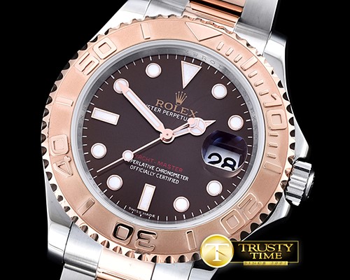 롤렉스 2016 YachtMaster Mens RG/SS Brown JF Asia 3135 Mod -ROLYM111
