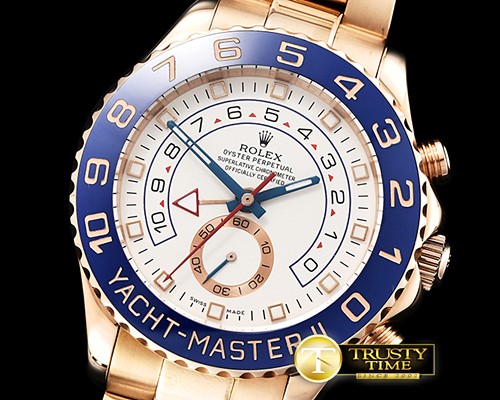 롤렉스 YachtMaster II Blue RG/RG White BP Asia 2813 Mod -ROLYM121