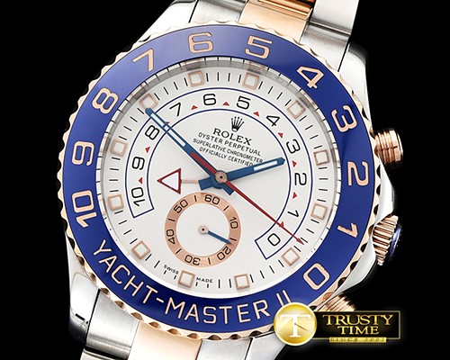 롤렉스 YachtMaster II Blue RG/SS White BP Asia 2813 Mod -ROLYM122