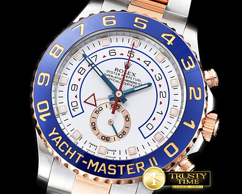 롤렉스 YachtMaster 116681 Blue RG/SS White JF Asia 7750 Mod -ROLYM130