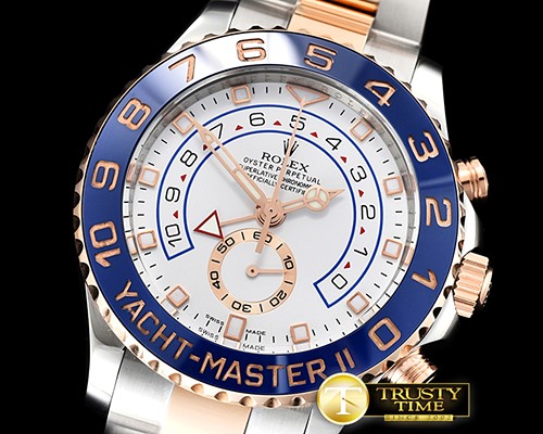 롤렉스 YachtMaster 116681 Blue RG/SS White JF V2 A7750 Mod -ROLYM142