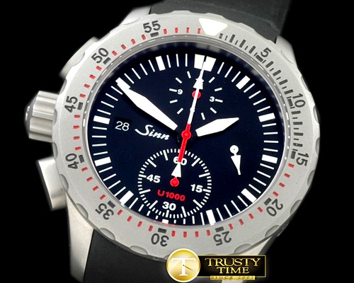 SINN U1000 Chrono SS/RU Black Asia 7750 28800bph -SINN040