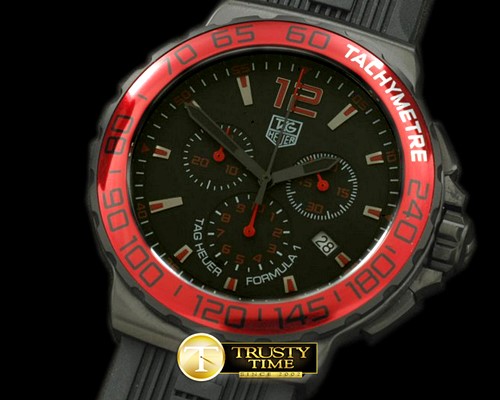 태그호이어 Formula 1 PVD/RU Blk/Red Swiss Eta Quartz Chrono -TAG0169
