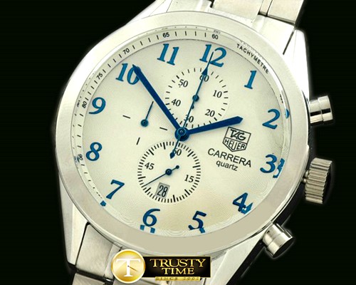 태그호이어 Carrera Vintage SS/SS White Jap Qtz -TAG0170A