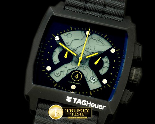 태그호이어 Monaco Limited Ed SS Skeleton/Yellow OS20 Chrono Qtz -TAG0178A