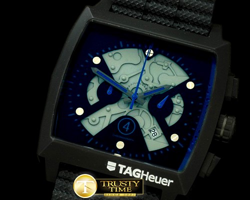 태그호이어 Monaco Limited Ed SS Skeleton/Blue OS20 Chrono Qtz -TAG0178B