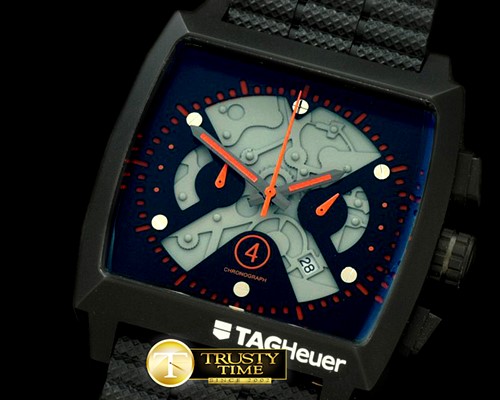 태그호이어 Monaco Limited Ed SS Skeleton/Orange OS20 Chrono Qtz -TAG0178D