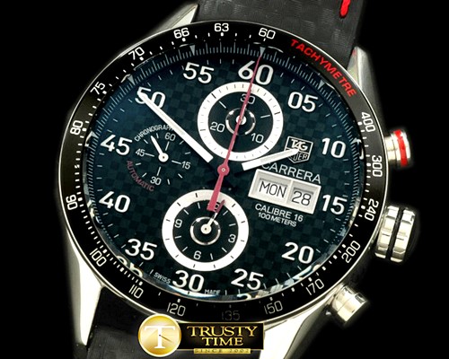 태그호이어 Carrera 43mm Limited Ed Chrono SS/LE CF Blk A7750 -TAG0179