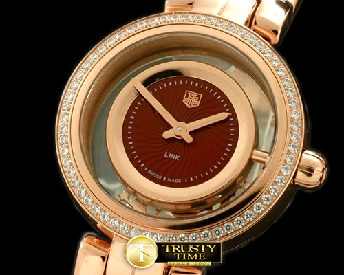 태그호이어 2012 Link Ladies RG/RG/Diam Brown SQtz -TAG0181B