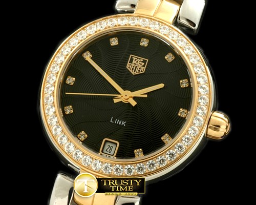 태그호이어 2012 Link Sports Ladies SS/YG/TT Blk Diam SQtz -TAG0183B