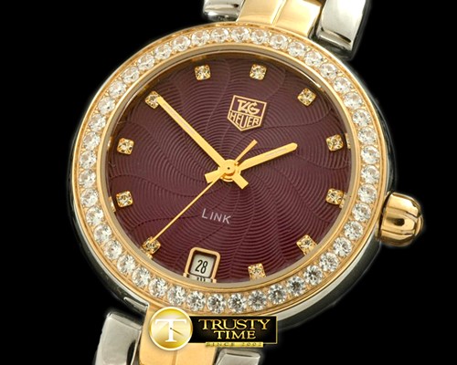 태그호이어 2012 Link Sports Ladies SS/YG/TT Brown Diam SQtz -TAG0183C