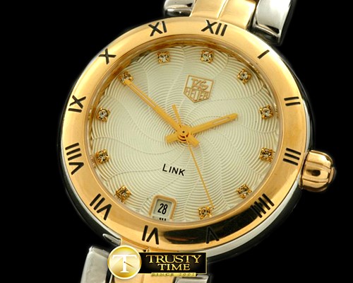 태그호이어 2012 Link Sports Ladies SS/YG/TT Wht Diam SQtz -TAG0184A