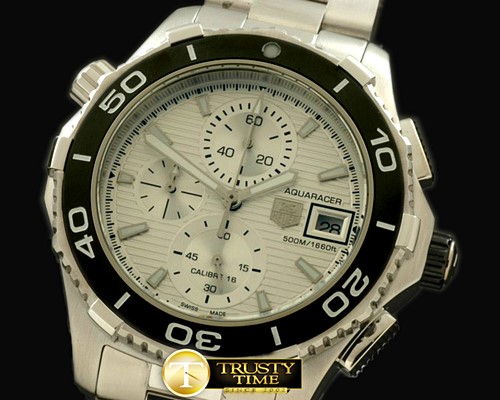 태그호이어 Aquaracer 500m Chrono SS/SS White Jap Qtz Chrono -TAG0187A
