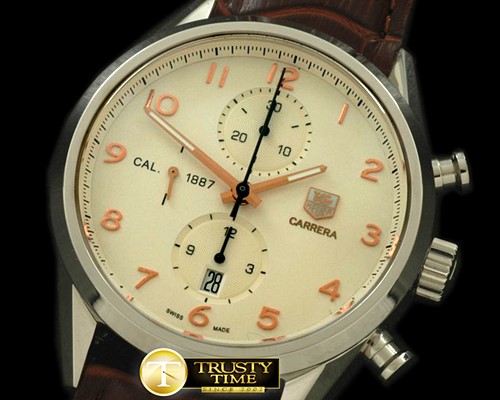태그호이어 Carrera 1887 Vintage Chrono SS/LE White A7750 -TAG0192A