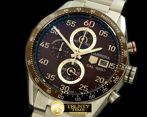 태그호이어 Carrera Date Chrono SS/SS Brown Jap Qtz -TAG0197B