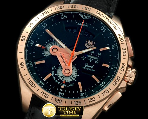 태그호이어 Grand Carrera Calibre 36 RG/LE Black/Orange Jap OS Qt -TAG0206C
