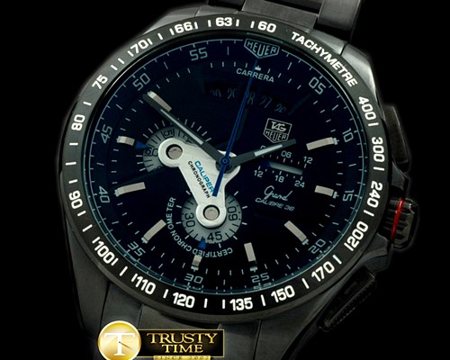 태그호이어 Grand Carrera Calibre 36 PVD/PVD Black/Blue Jap OS Qt -TAG0207A
