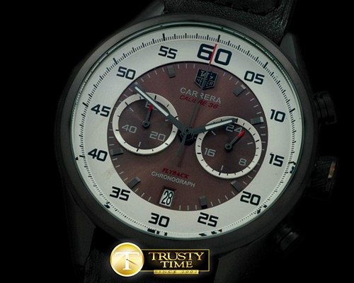 태그호이어 Carrera 50yrs Chrono PVD/RU White/Brown Jap OS20 Qtz -TAG0209D