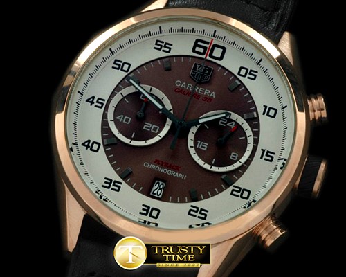 태그호이어 Carrera 50yrs Chrono RG/RU White/Brown Jap OS20 Qtz -TAG0210C