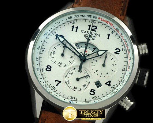 태그호이어 Carrera 50yrs GMT Chrono SS/LE White Jap OS20 Qtz -TAG0223A