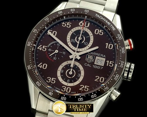 태그호이어 Carrera 1887 Date Chrono SS/SS Brown A7750 -TAG0225B