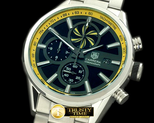 태그호이어 Carrera 50yrs Chrono SS/SS Black/Ylw Jap OS20 Qtz -TAG0229A