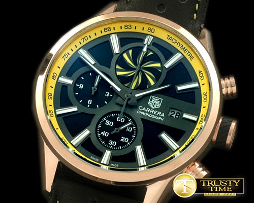 태그호이어 Carrera 50yrs Chrono RG/LE Black/Ylw Jap OS20 Qtz -TAG0230A