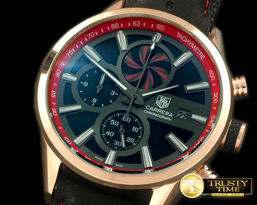 태그호이어 Carrera 50yrs Chrono RG/LE Black/Red Jap OS20 Qtz -TAG0230B