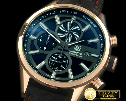 태그호이어 Carrera 50yrs Chrono RG/LE Black Jap OS20 Qtz -TAG0230C