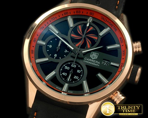 태그호이어 Carrera 50yrs Chrono RG/LE Black/Org Jap OS20 Qtz -TAG0230D