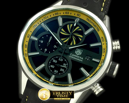 태그호이어 Carrera 50yrs Chrono SS/LE Black/Ylw Jap OS20 Qtz -TAG0231A