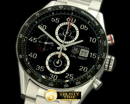 태그호이어 Carrera 1887 Date Chrono SS/SS Black A7750 -TAG0234B