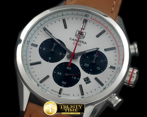 태그호이어 Carrera CH 80Anni Chrono SS/LE White/Red Jap OS20 -TAG0258B