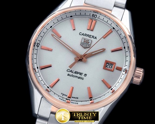 태그호이어 Carrera Calibre 5 Automatic SS/RG White A2824 -TAG0261B