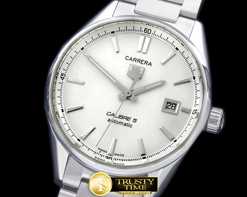 태그호이어 Carrera Calibre 5 Automatic SS/SS White A2824 -TAG0261E