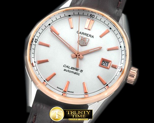 태그호이어 Carrera Calibre 5 Automatic RG/LE White A2824 -TAG0262D