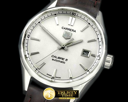 태그호이어 Carrera Calibre 5 Automatic SS/LE White A2824 -TAG0262E